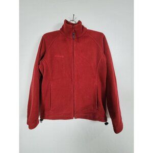 Columbia Women's Full Zip Jacket Size Small Red Fleece Outdoor Mock Neck Pockets
